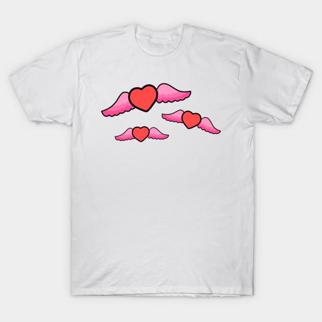 Valentines Day Flying Love Hearts With Wings T-Shirt by Artmmey